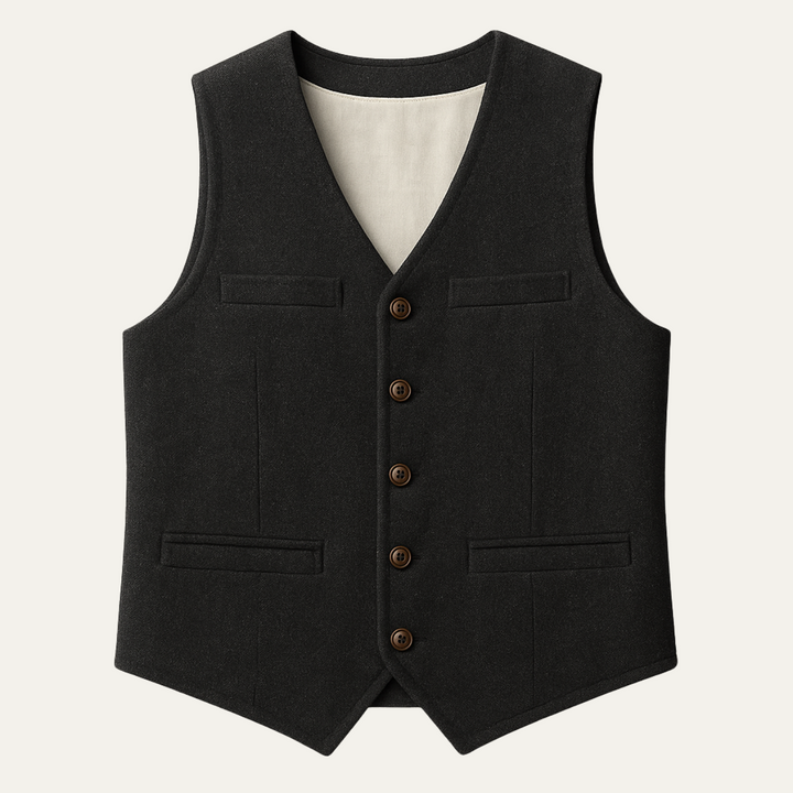 Classic men's tailored waistcoat, a smart button-up vest for formal business attire.