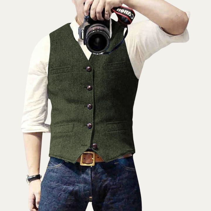 Elegant men's tailored waistcoat, enhancing any business attire or wedding ensemble.