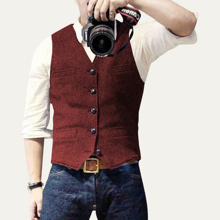 Versatile men's classic vest, a button-up waistcoat for smart casual & formal looks.