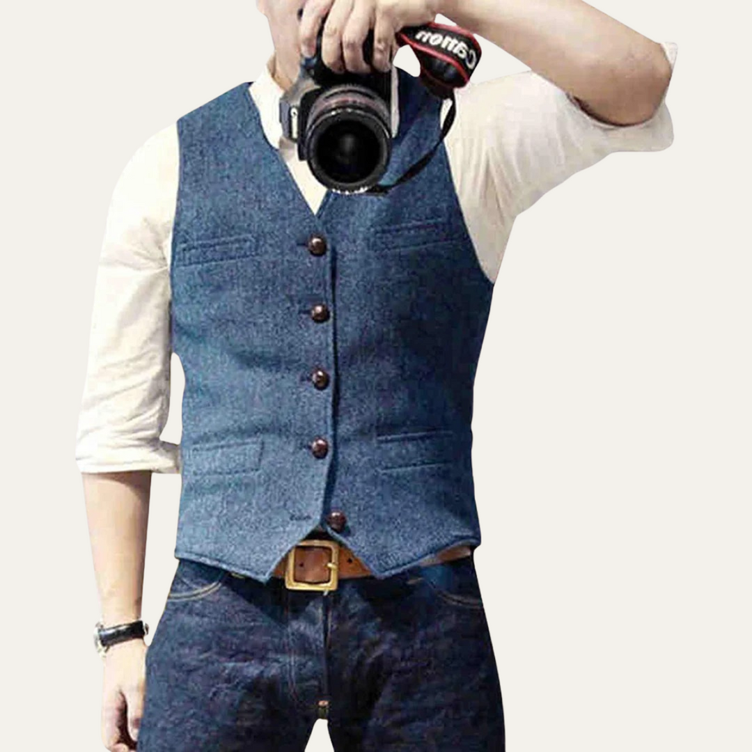 Men's formal button-up vest, a sophisticated tailored waistcoat for classic style.