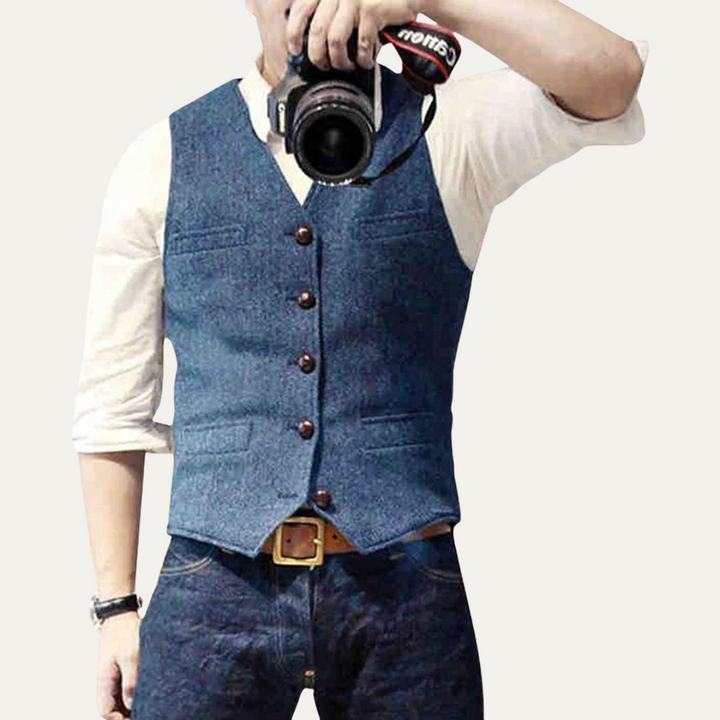 Men's formal button-up vest, a sophisticated tailored waistcoat for classic style.