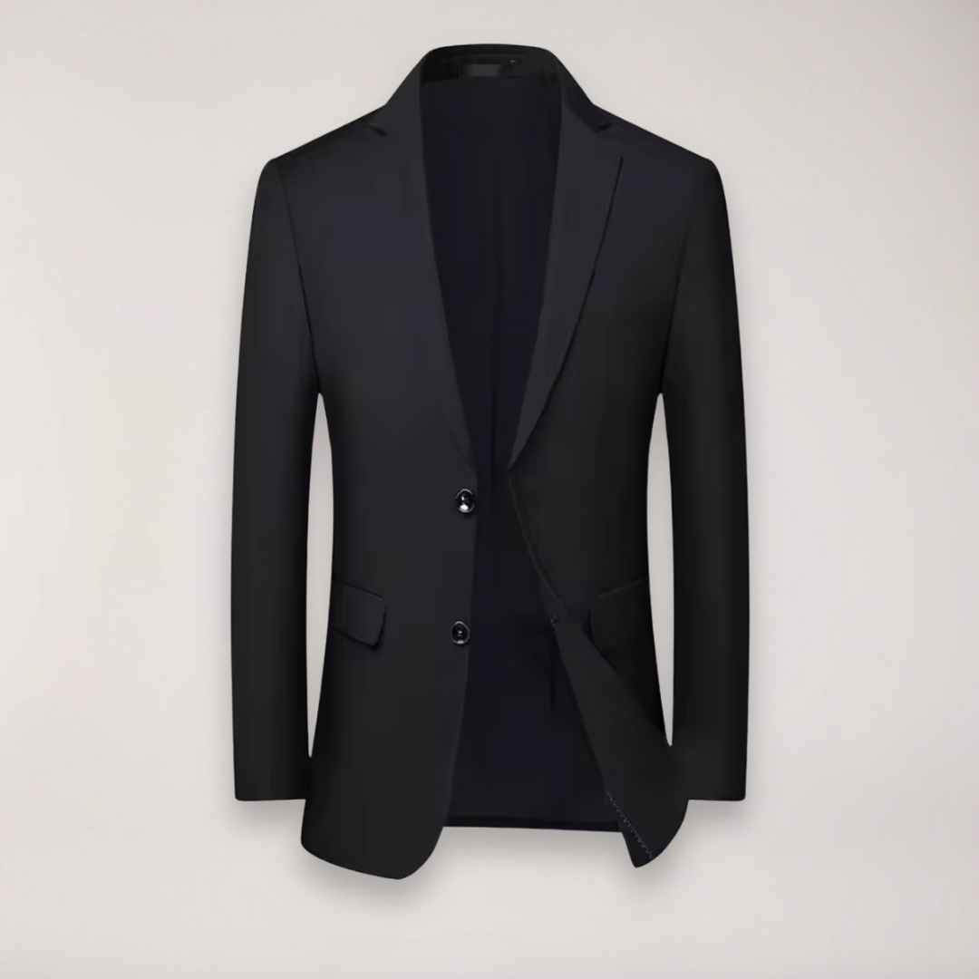 Modern men's three-piece wedding suit. Elegant tailored formal wear for special occasions.