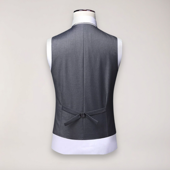 Handsome men's tailored three-piece suit. Perfect formal wear for weddings, proms, & business.