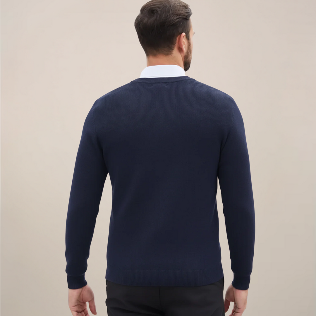Stylish & comfortable men's V-neck sweater for cold fall and winter weather. Perfect versatile menswear.