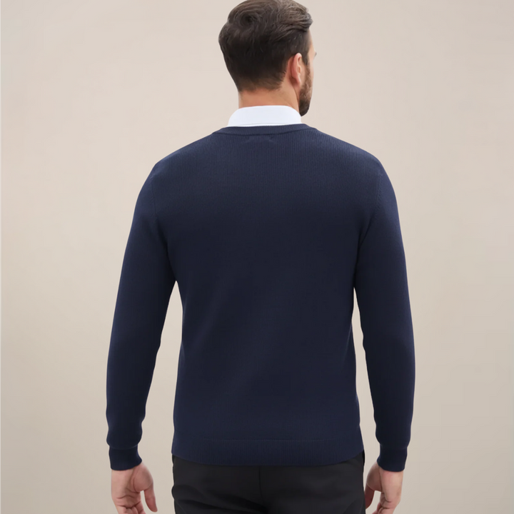 Stylish & comfortable men's V-neck sweater for cold fall and winter weather. Perfect versatile menswear.