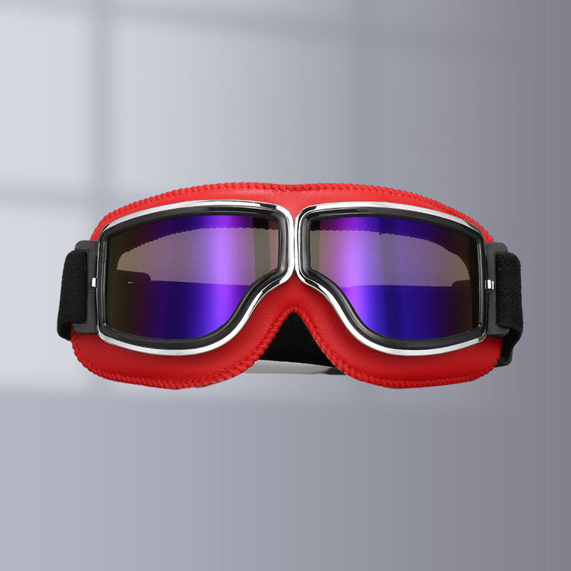 Flexible design retro motorcycle goggles, ideal for adventure gear.