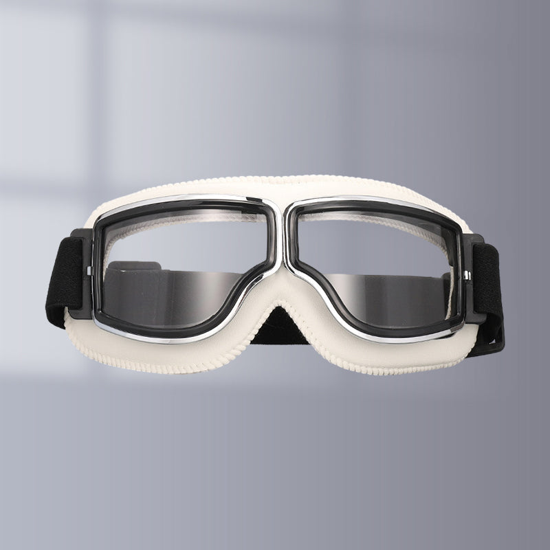 Windproof & UV protected classic motorcycle goggles, unisex fit.