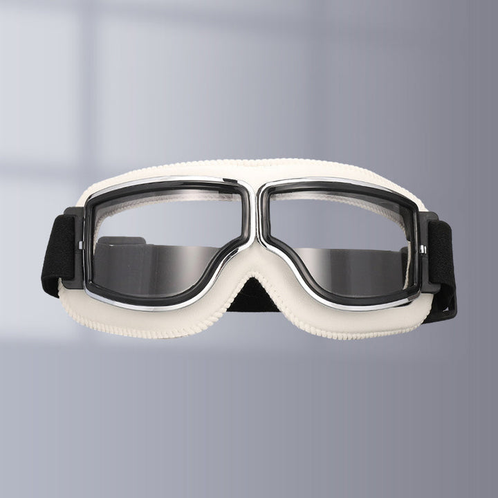 Windproof & UV protected classic motorcycle goggles, unisex fit.