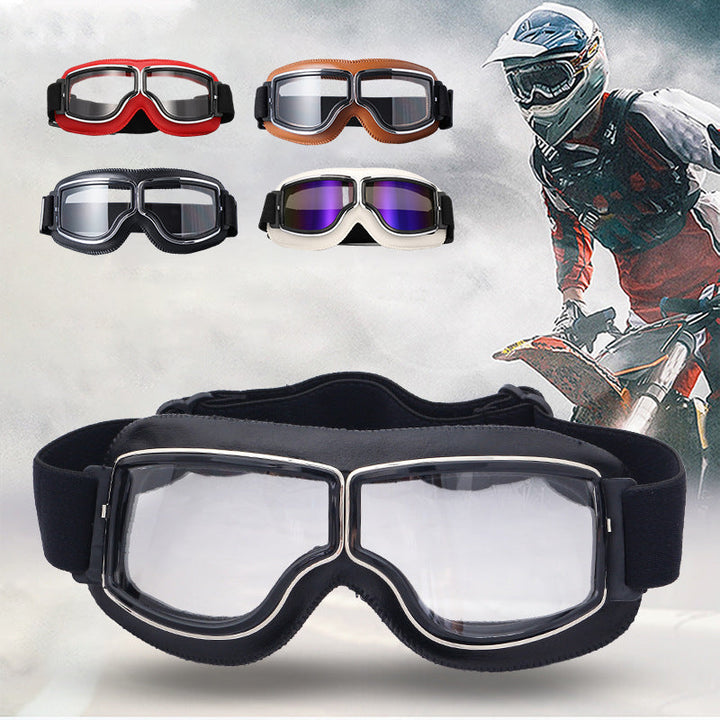 Vintage style motorcycle goggles with adjustable strap for comfort.