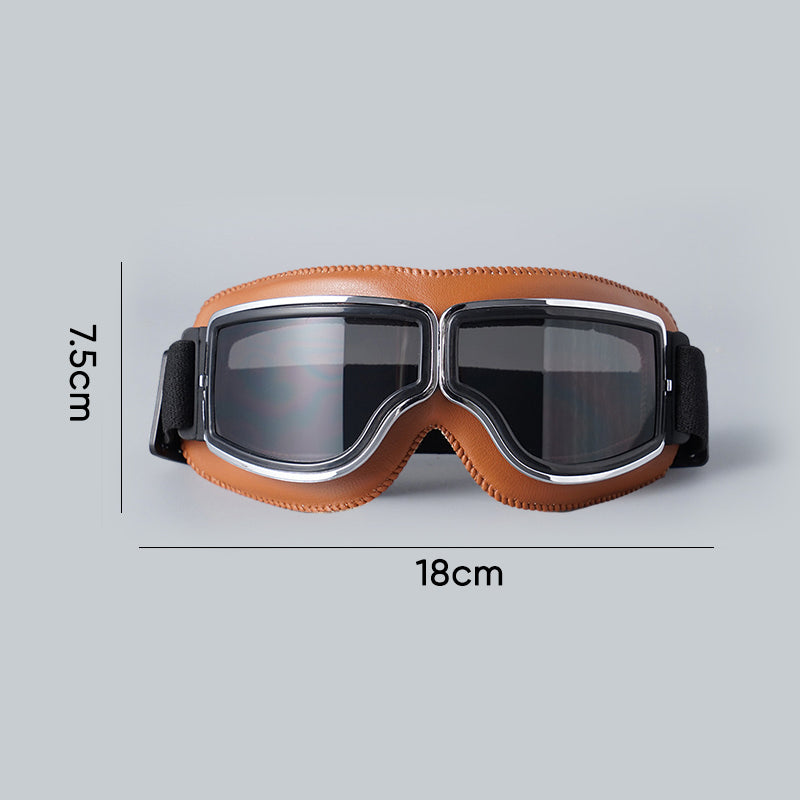 Unisex vintage style motorcycle goggles with comfortable fit.