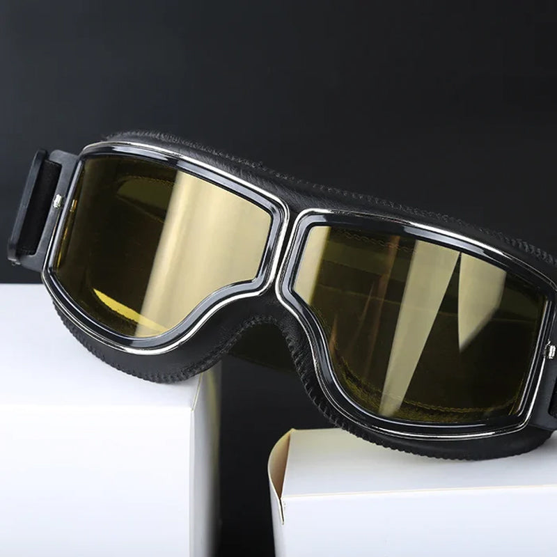 Adventure gear: vintage motorcycle goggles, unisex, durable, protective.