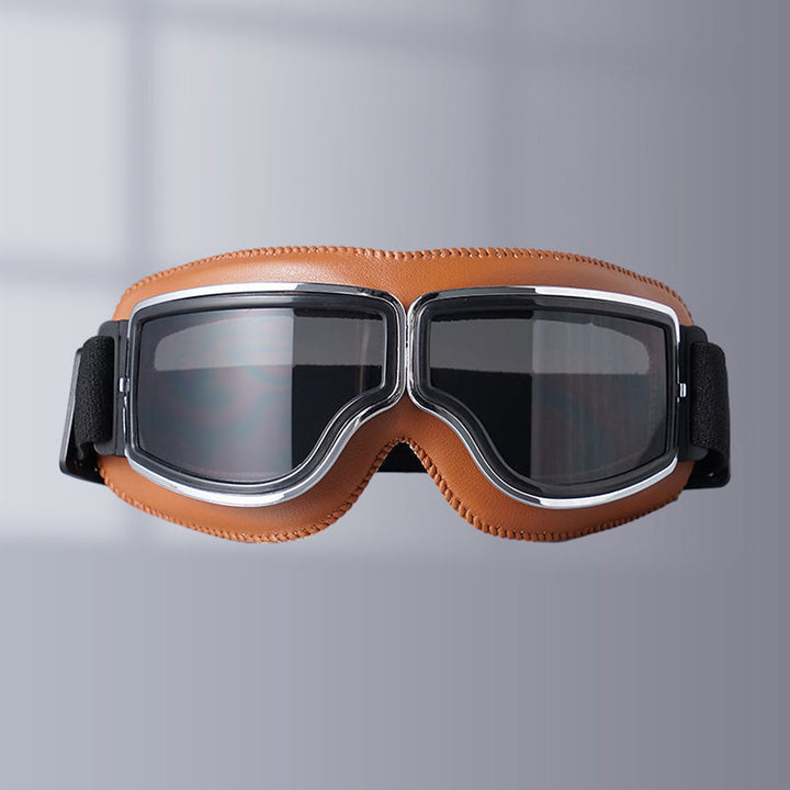 Stylish vintage motorcycle goggles with comfortable, flexible design.
