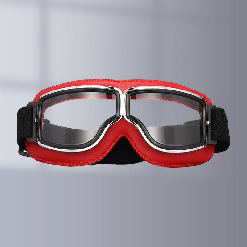 Unisex motorcycle goggles, vintage appeal, comfortable for long rides.