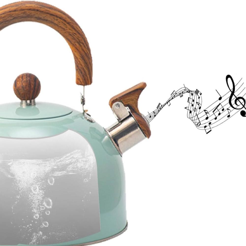 Durable 3-quart stainless steel whistling kettle, a home goods kitchen essential for hot water.