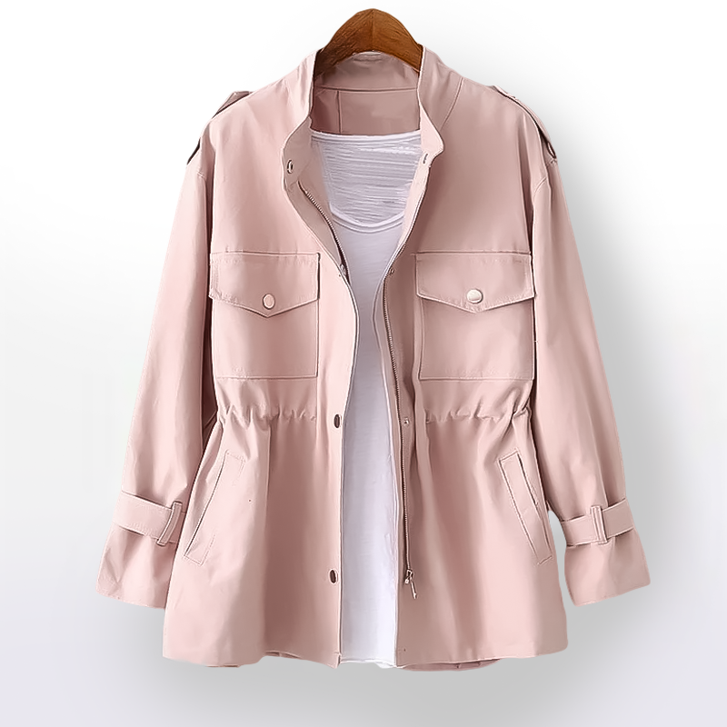 Stylish women's long trench coat, versatile outerwear for fall & spring. Features a sophisticated notch collar.