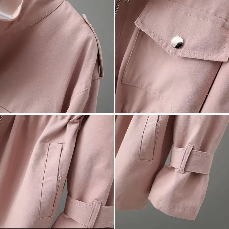 Stylish women's classic trench coat, belted with a notch collar. Perfect for workwear & versatile outerwear.