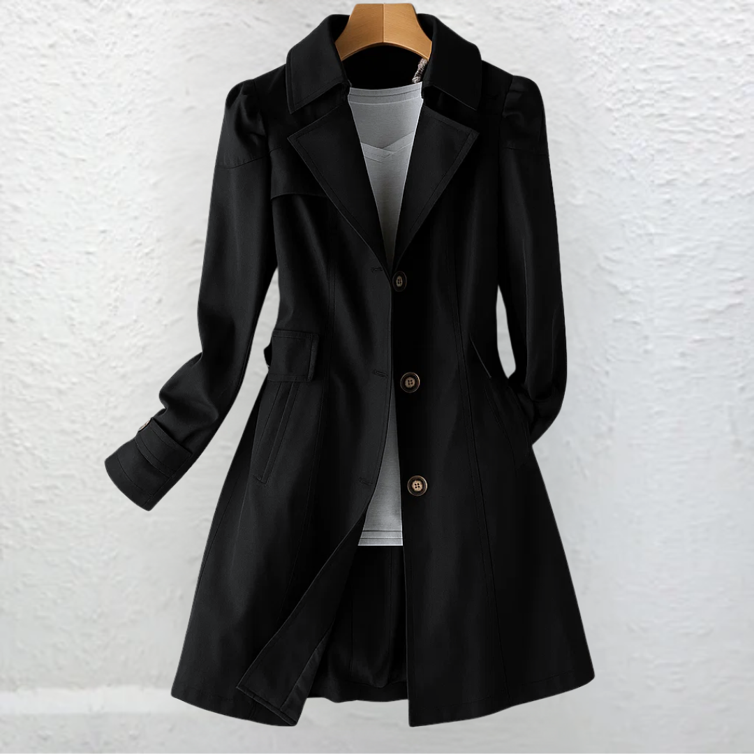 Stylish women's classic trench coat, a fitted & belted long jacket for fall/spring. Elegant workwear & daily outerwear.