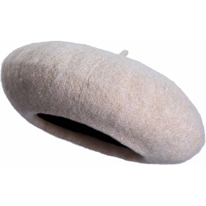 White classic French beret hat for women, a chic & elegant winter fashion accessory.