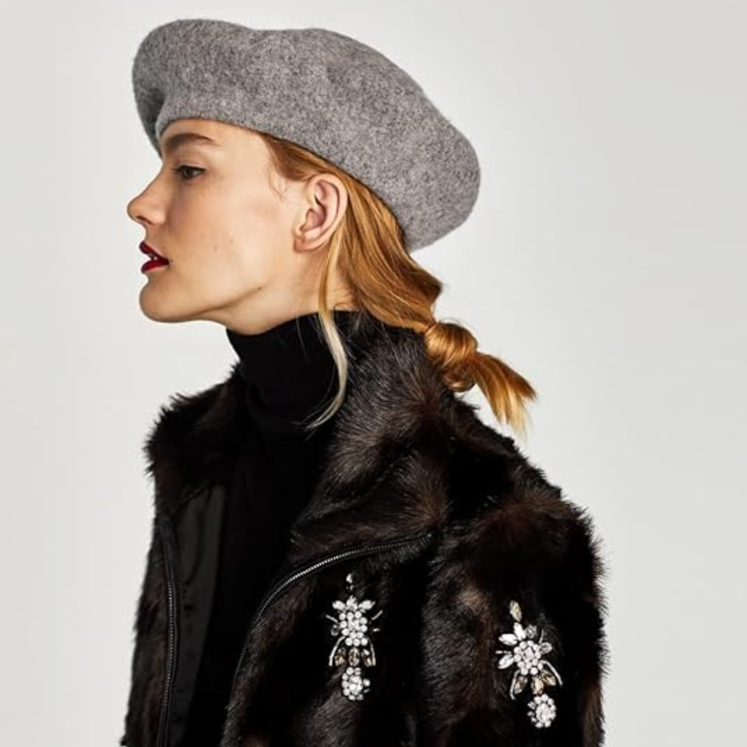 Women's classic French beret hat, perfect for adding a touch of timeless elegance.