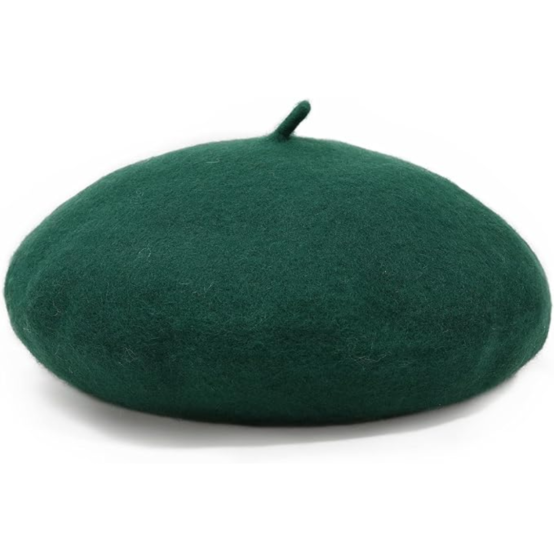 Stylish pink women's beret, a timeless French hat. Elegant accessory for her.