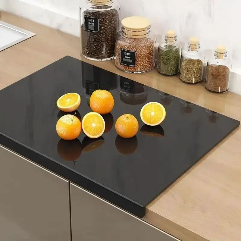 Clear Acrylic Cutting Board with Protective Counter Lip for Kitchen Prep & Countertop Protection.