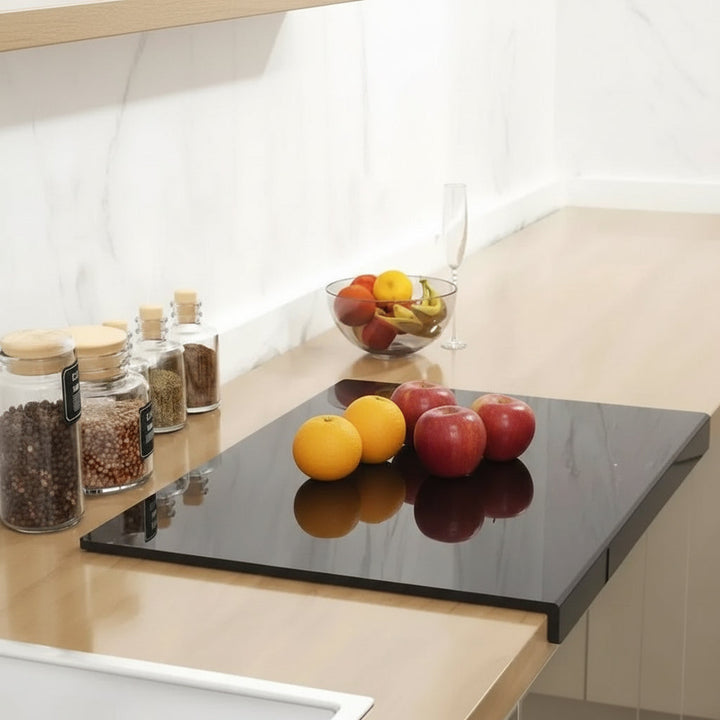 Modern Clear Acrylic Cutting Board with Lip for Home Kitchen, Easy Clean Cooking Accessory & Prep.