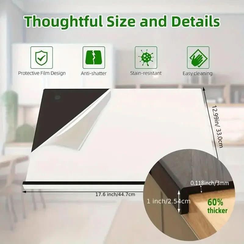 Sleek Clear Acrylic Food Prep Board with Protective Lip, Essential for Cooking & Countertop Safety.