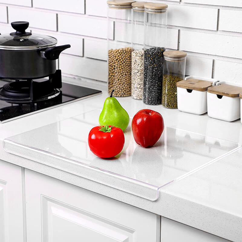 GlassEdge durable clear acrylic cutting board, ideal for hygienic kitchen prep, chopping, and elegant serving.