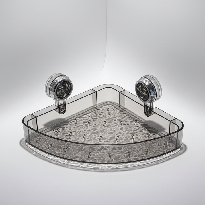 Declutter your space with this clear suction cup organizer. No-drill wall storage for bath & kitchen.