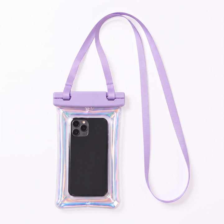 Essential swimming gear: clear waterproof phone pouch with secure lock and comfortable neck strap for water sports.