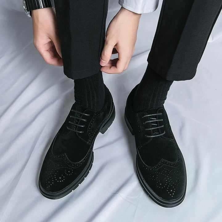 Timeless brown suede brogue dress shoes, providing all-day comfort for the modern man.