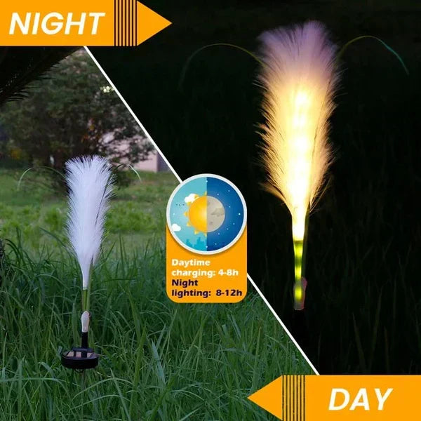 Close view of the textured reed design on a Decorative Outdoor Garden Light, perfect for decor.