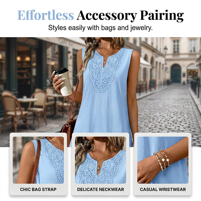 Casual flowy V-neck beach dress for women, ideal for summer comfort.