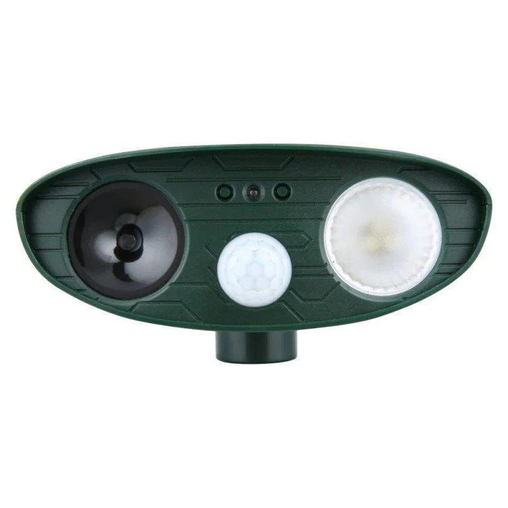 Humane ultrasonic deer repeller, an eco-friendly solar-powered animal deterrent.