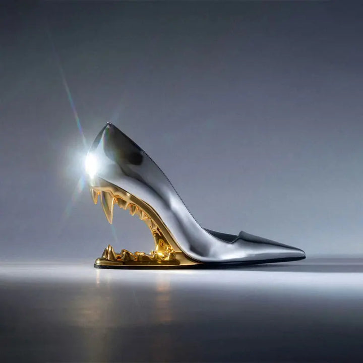 Black Women's Tiger Fang Heels. Modern party shoes with a unique, comfortable, and bold design.