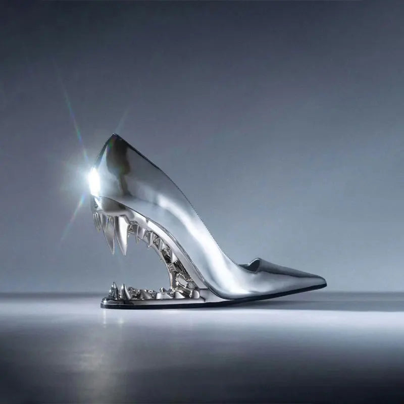 Luxurious Women's Tiger Fang statement heels, offering unique bold style for fashion-forward evenings.