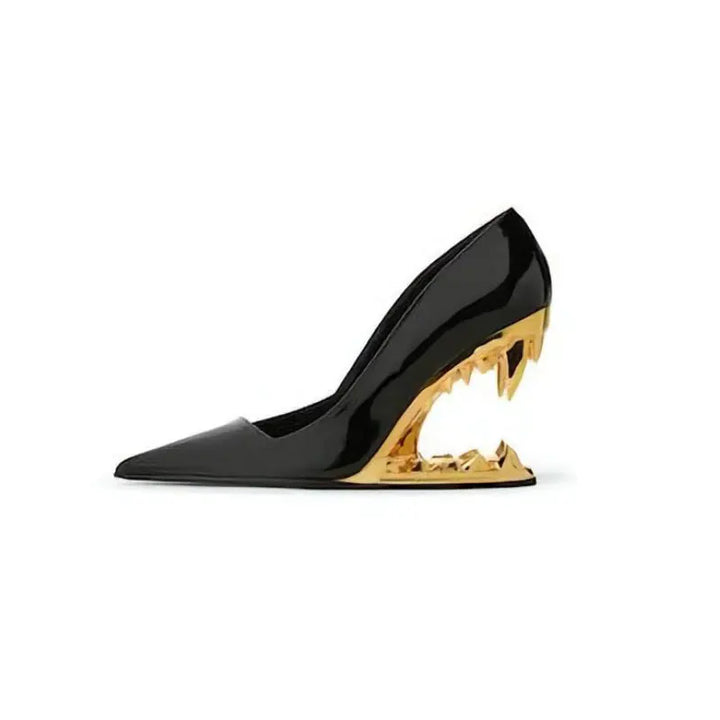 Front view of women's daring Tiger Fang Heels, embodying bold style for confident fashion statements.