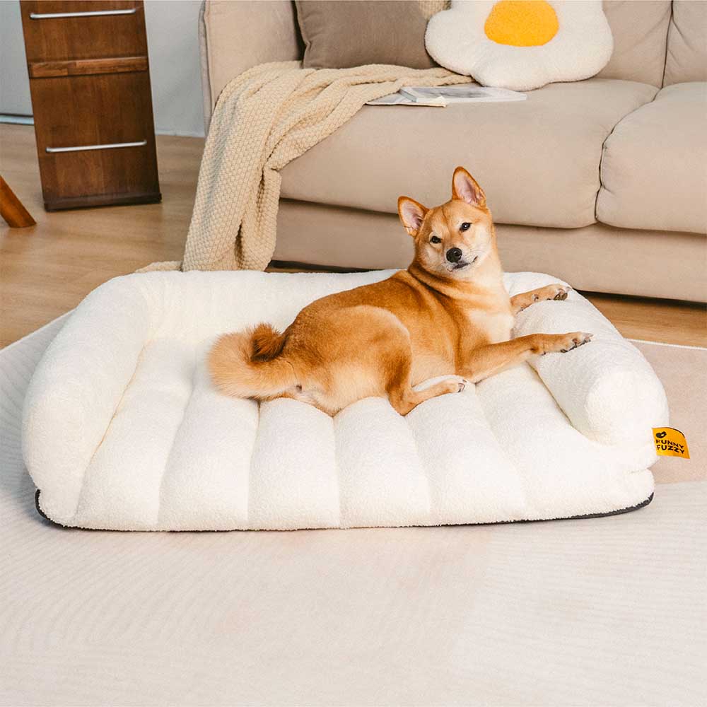 Dog bed with headrest, a supportive pet sofa for joint health and cozy relaxation