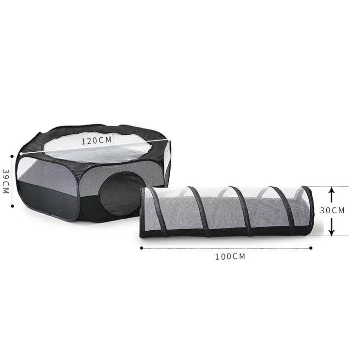 Cat house & tunnel, collapsible pet furniture with an integrated scratching pad, perfect for play and rest.