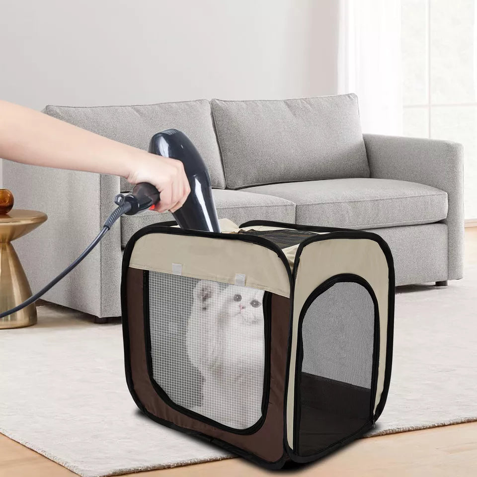 Cat travel carrier, durable and collapsible, designed for safe and comfortable car journeys.