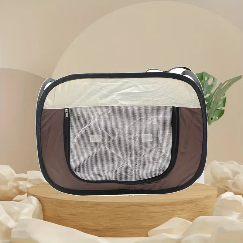 Pet carrier for small pets, collapsible & portable, suitable for cats and small dogs in cars.