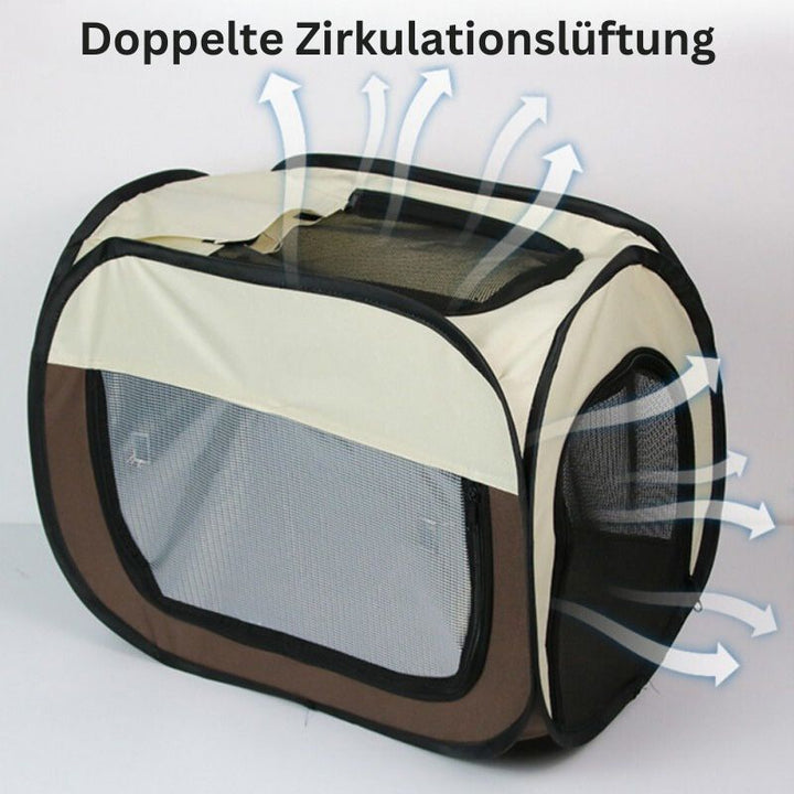 Collapsible pet car seat carrier for small dogs & cats, ensuring safe & comfortable travel.