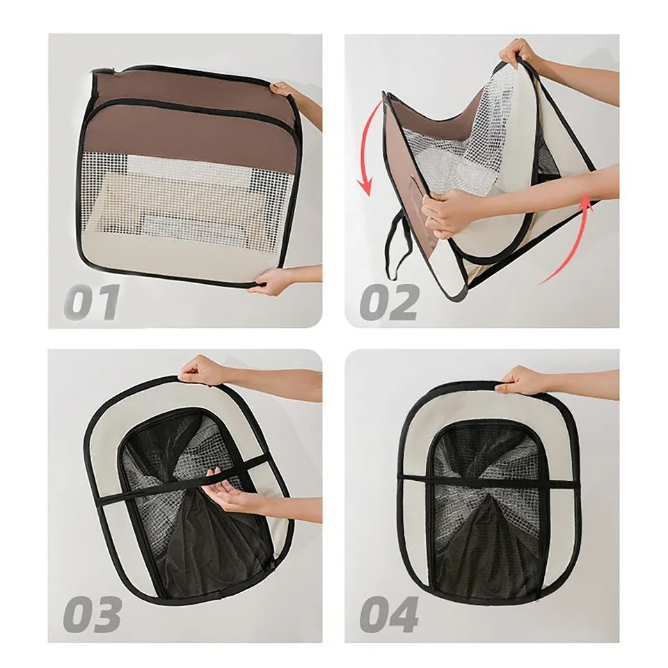 Pet supplies: Collapsible cat & small dog carrier, durable and designed for car use.