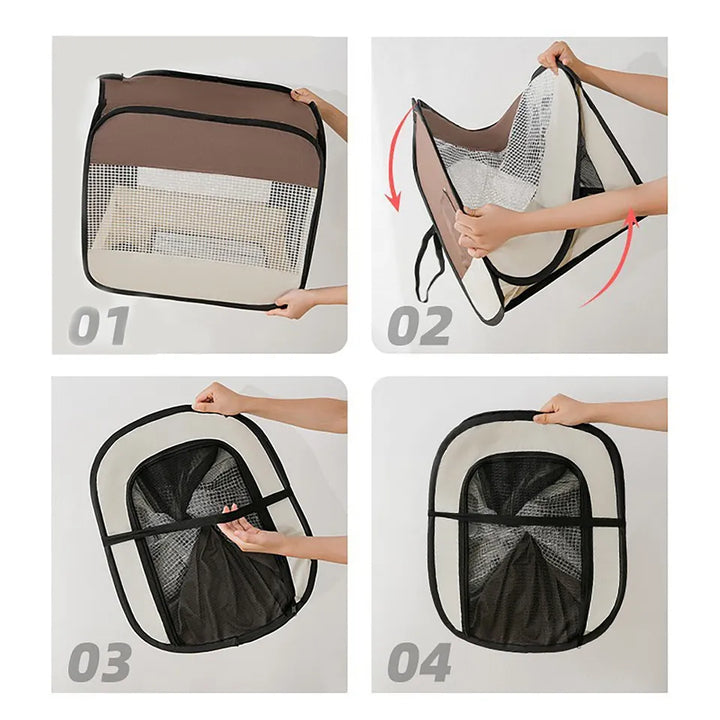 Pet supplies: Collapsible cat & small dog carrier, durable and designed for car use.