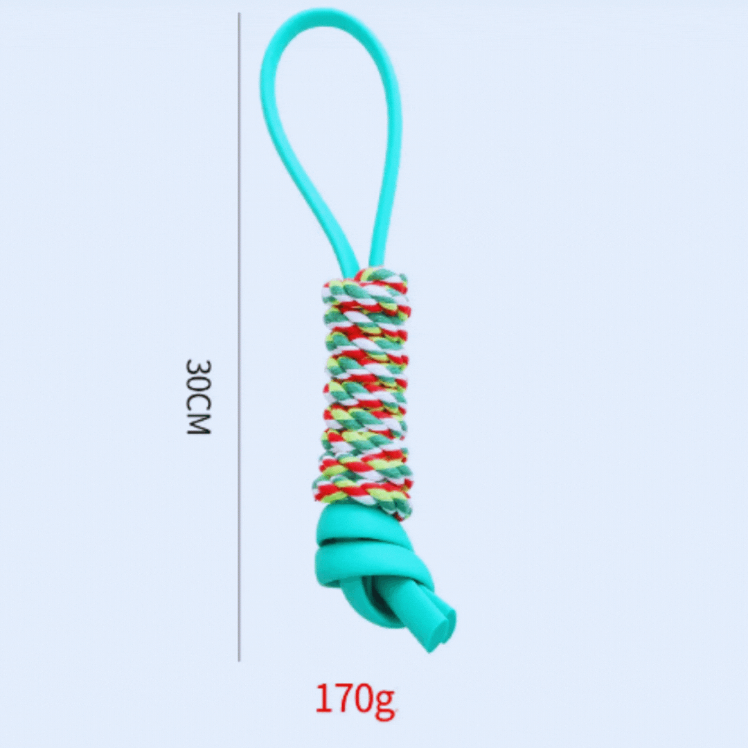 Durable pet rope toy designed for aggressive chewers, supporting dog dental health