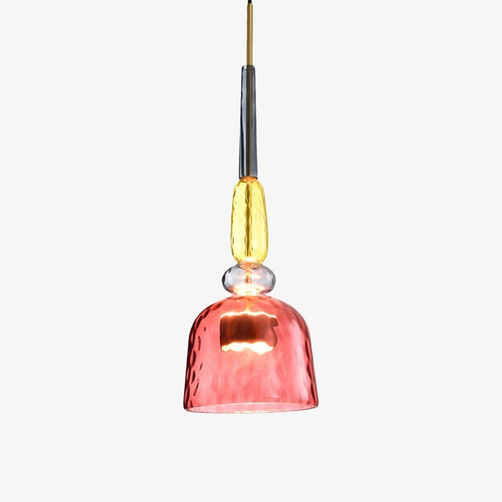 Abstract colorful glass pendant lamp. Unique modern ceiling light for residential spaces.