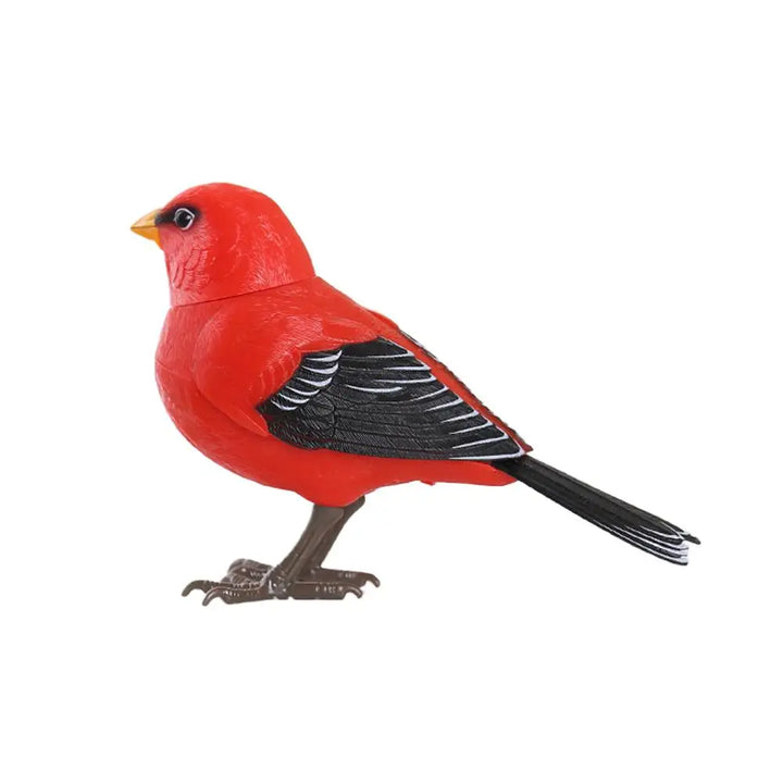 Realistic interactive bird toy, chirping sounds activated by voice, colorful and battery-powered
