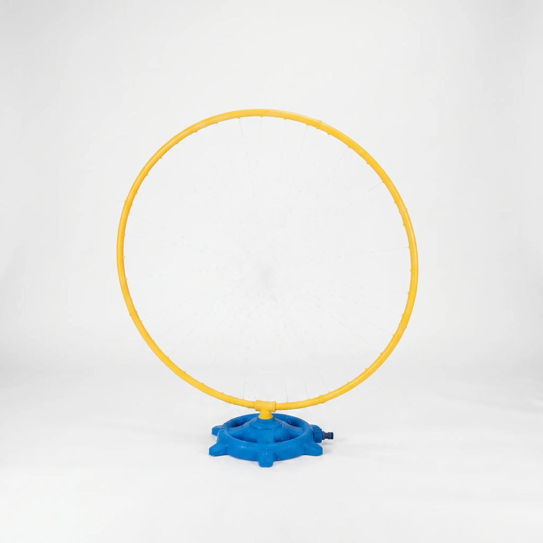 Kids' rotating lawn water sprinkler, an outdoor toy for summer fun, water play, and backyard entertainment.