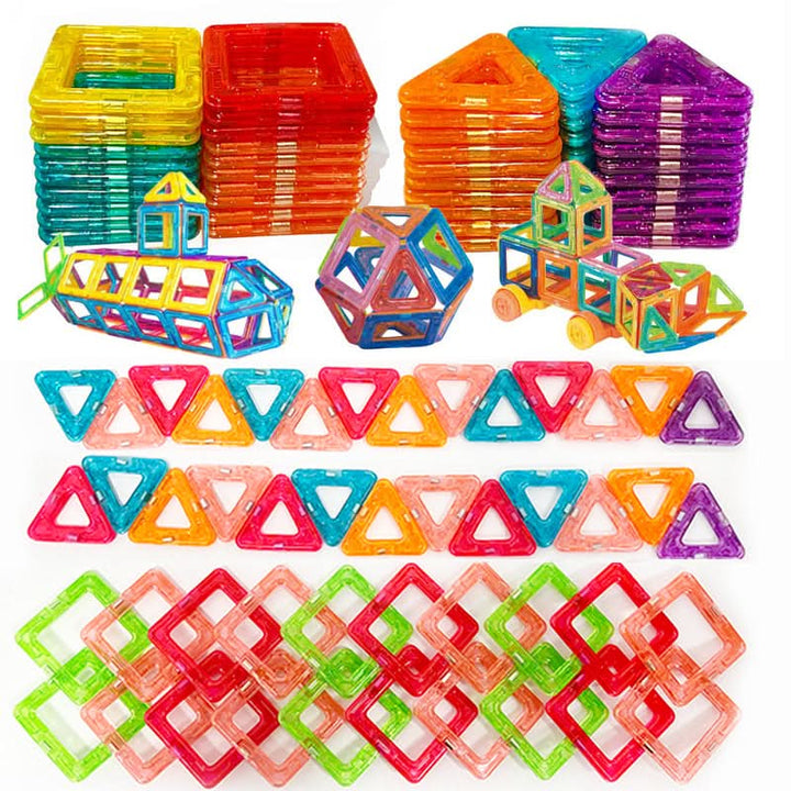 Fun magnetic building blocks & tiles set for kids, an educational toy for creative STEM development.