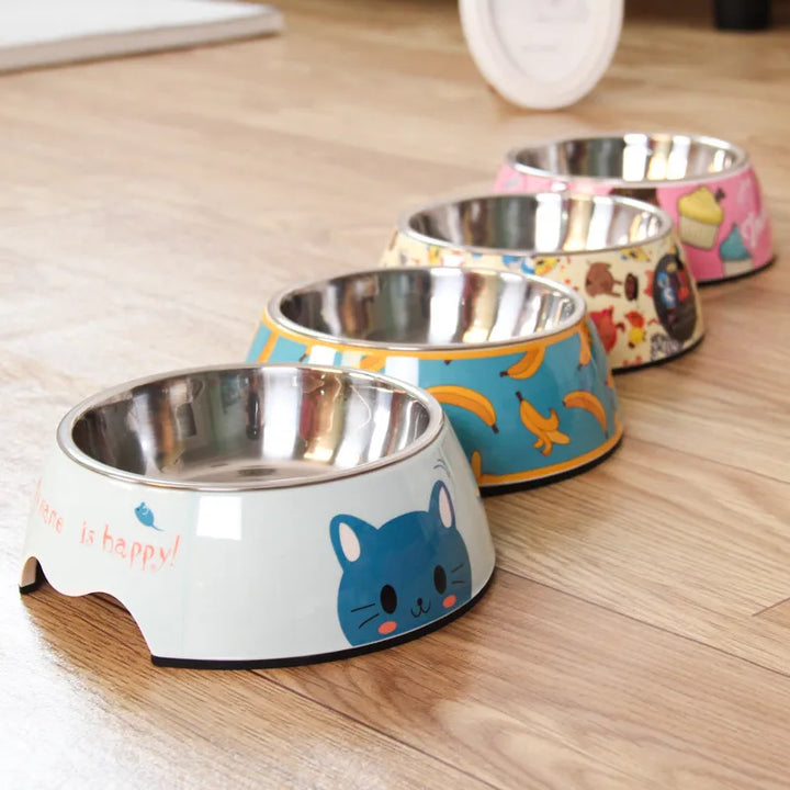 Aqua blue pet bowl with stainless steel insert, ideal for easy cleaning and serving dog or cat food.